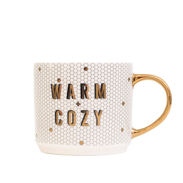 Sweet Water Decor - Warm & Cozy Gold Tile Coffee Mug - Christmas Home & Gifts