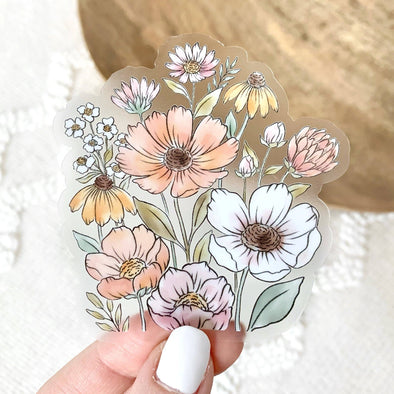 Elyse Breanne Design - Clear Wildflower Bunch Sticker, 3x3 in.