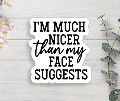 Expression Design Co - Nicer Than My Face Suggests Vinyl Sticker