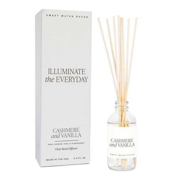 Sweet Water Decor - *NEW* Cashmere and Vanilla Clear Reed Diffuser- Gifts, Decor