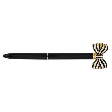 Striped Bow Pen - Black