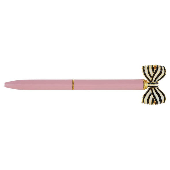 Striped Bow Pen - Dusty Rose