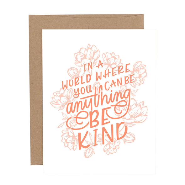 1canoe2 | One Canoe Two Paper Co. - Be Kind Quote Floral Letterpress Everyday Greeting Card
